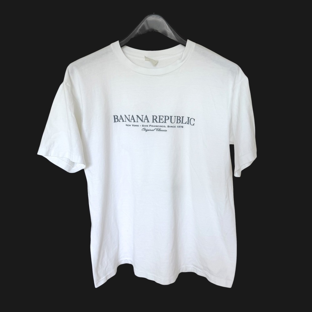80's Banana Republic White Original Classics T-Shirt Single Stitch Sz M Holes